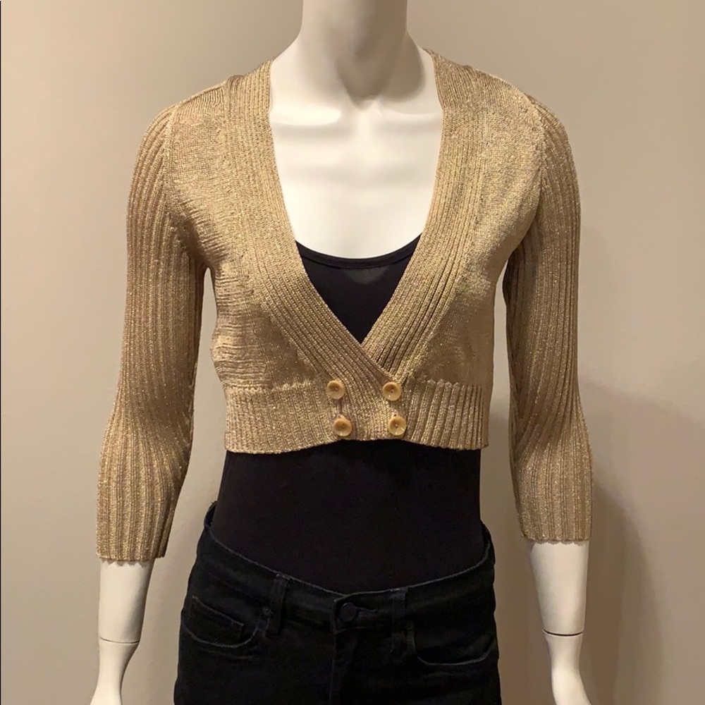 To The Max Gold Button Front Cardigan: M